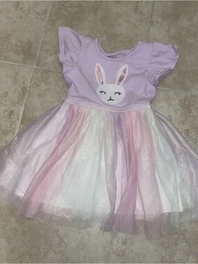 Lilac Bunny Tulle Dress with Pink & White Skirt